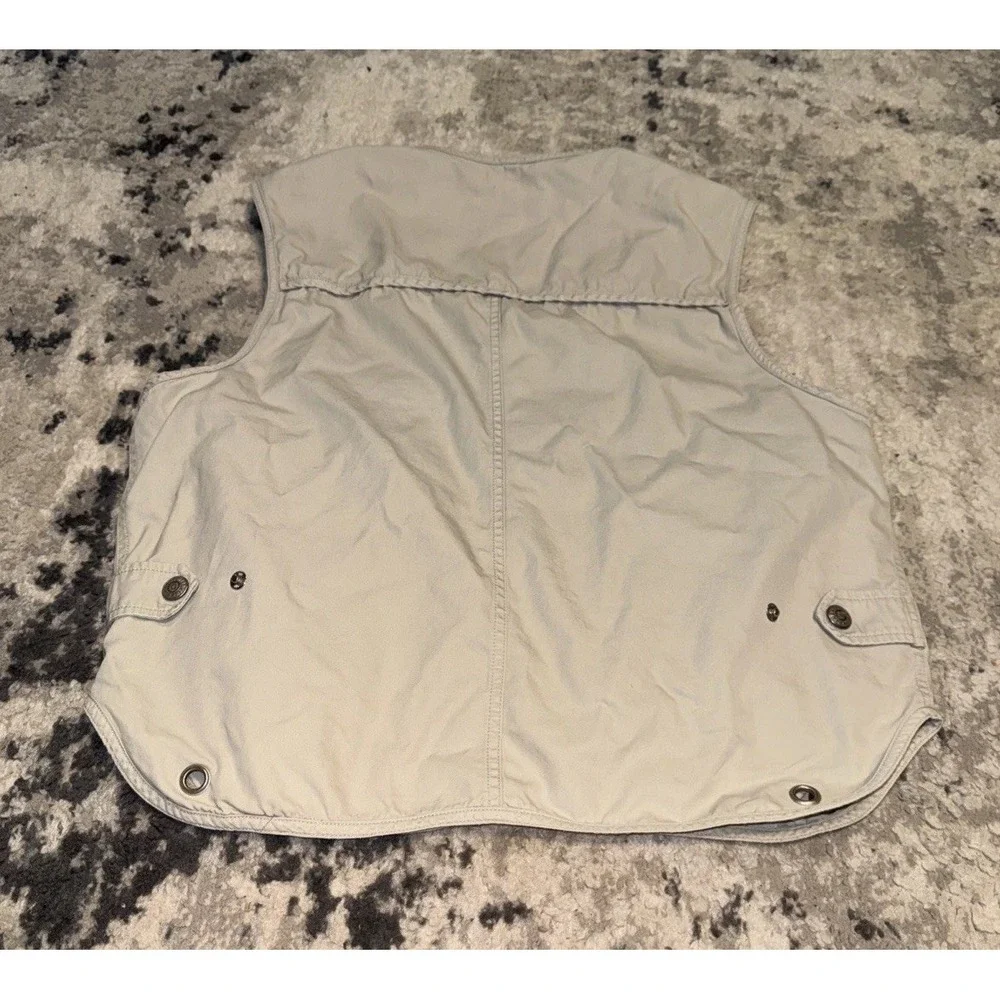 Banana Republic Vintage Safari Sport Vest Size Small Beige Pockets Zip Front